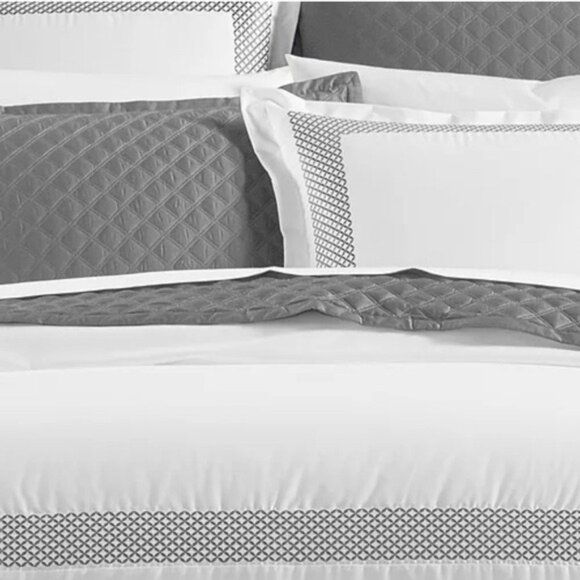 X2 Hudson Park Collection Embroidered Geo King Sham in White/Silver, $155/each - Picture 3 of 8